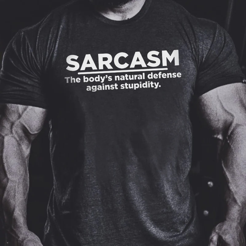 Sarcasm The Body's Natural Defense Against Stupidity Printed Men's T-shirt - Black - 2XL - image 1