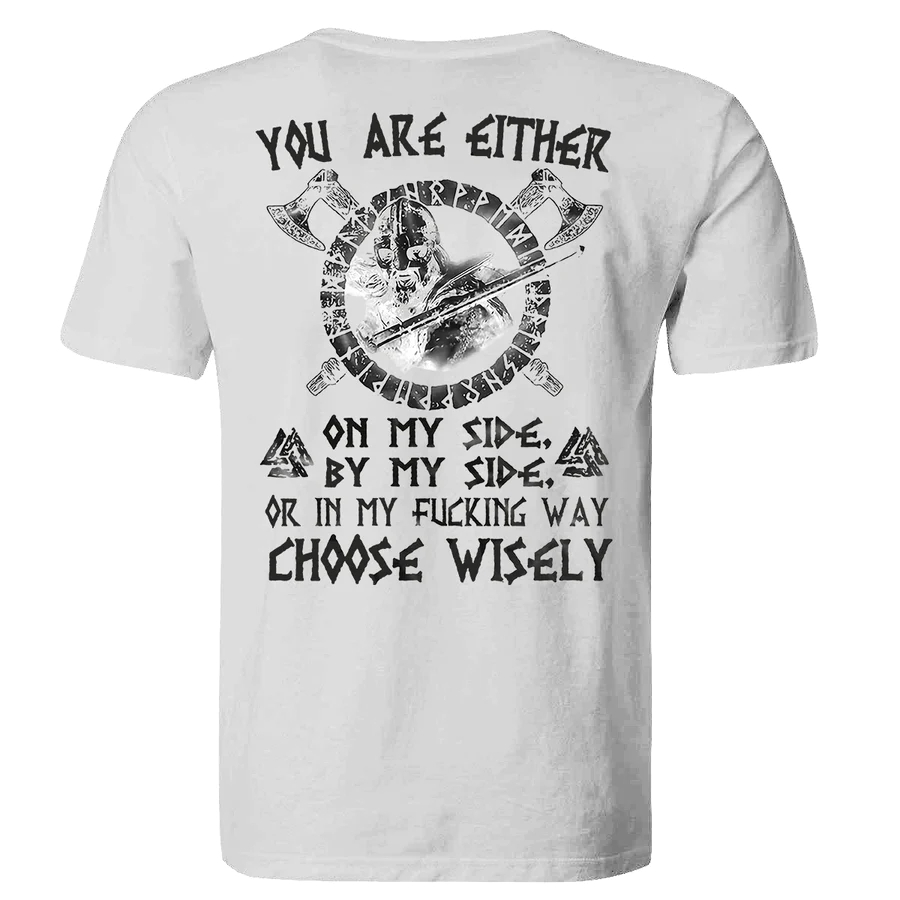 You Are Either Letter Print Men's Casual Viking Style Tees Desginer T-shirt - White - 2XL - image 2