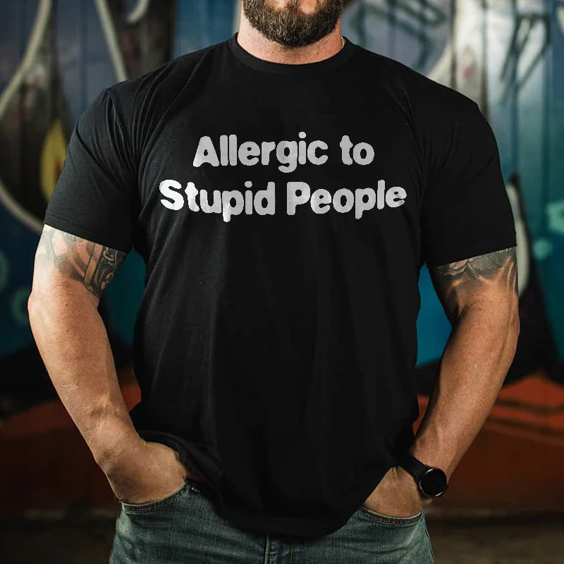 Allergic To Stupid People Sarcasm Funny Men's T-shirt - Black - 2XL - image 1