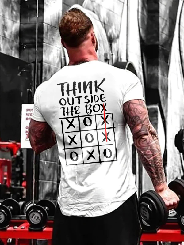 Think Outside The Box Printed Men's T-shirt - White - 2XL - image 1