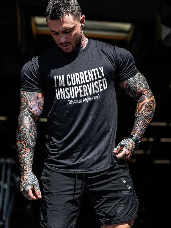 I'm Currently Unsupervised Printed Men's T-shirt - Black - 2XL - image 1