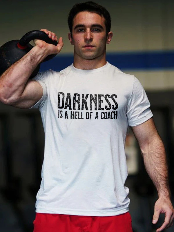 Darkness Is A Hell Of A Coach Printed Men's T-shirt - White - 2XL - image 1