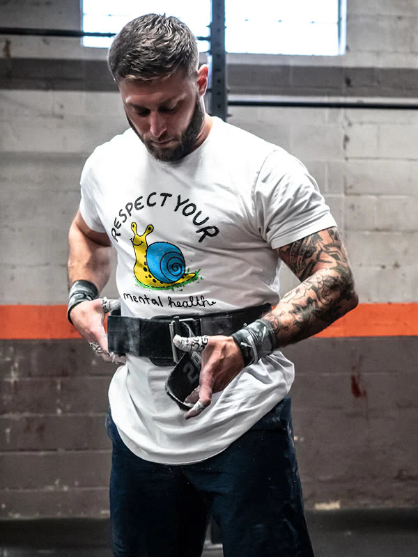 Respect Your Mental Health Printed Men's T-shirt - White - 2XL - image 1