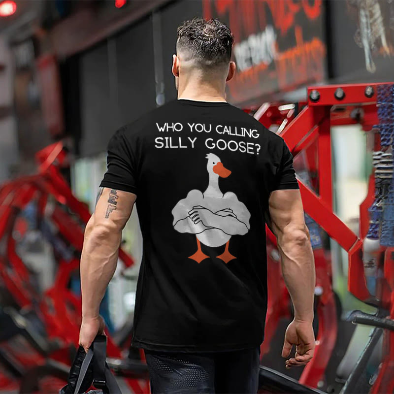 Who You Calling Silly Goose Printed Men's T-shirt - Black - 2XL - image 1