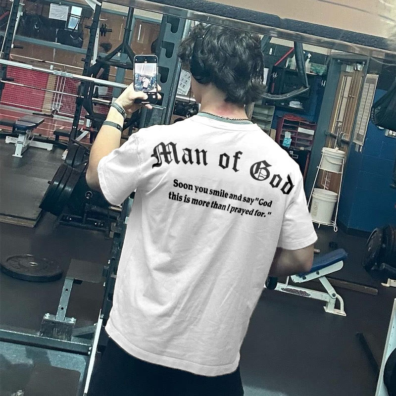 100% Cotton Man Of God Print T-shirt - White - 2XL - image 1