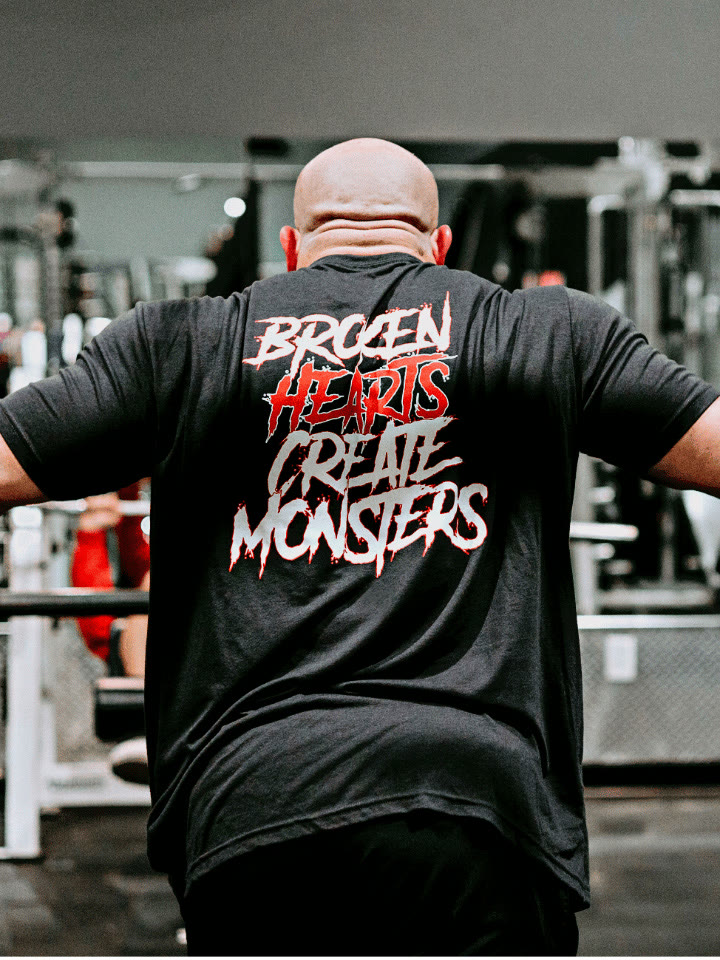 Broken Hearts Create Monsters Printed T-shirt - Black - 2XL - image 1