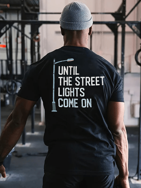 Until The Street Lights Come On Printed T-shirts - Black - 2XL - image 1