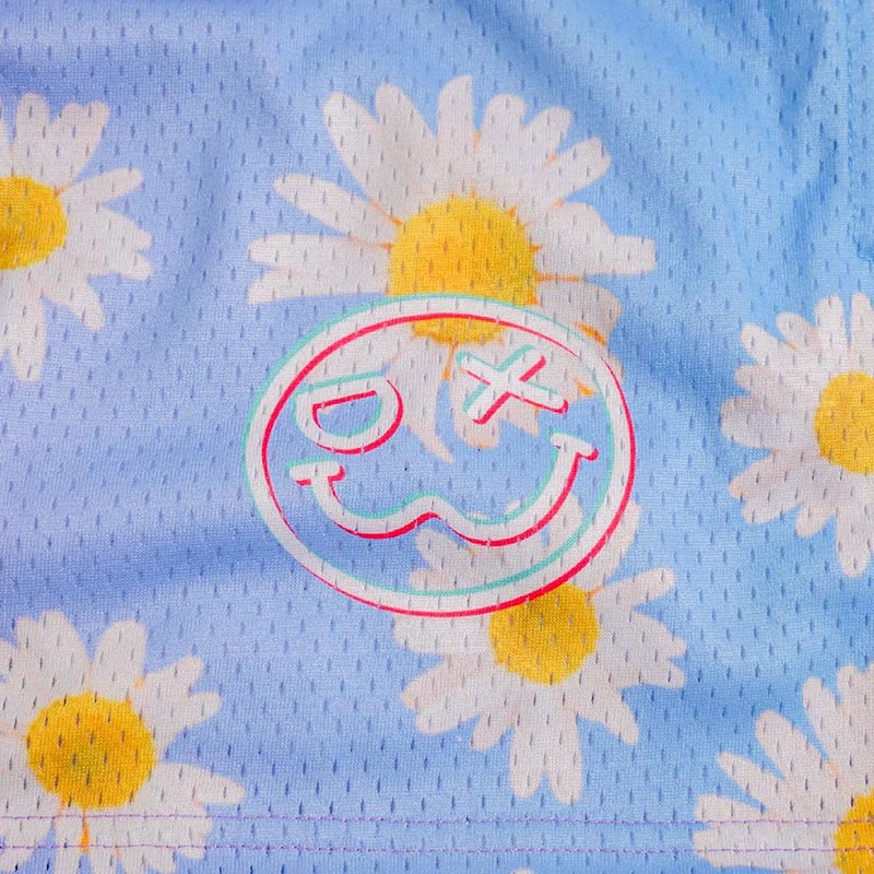 Daisy Print Mesh Shorts