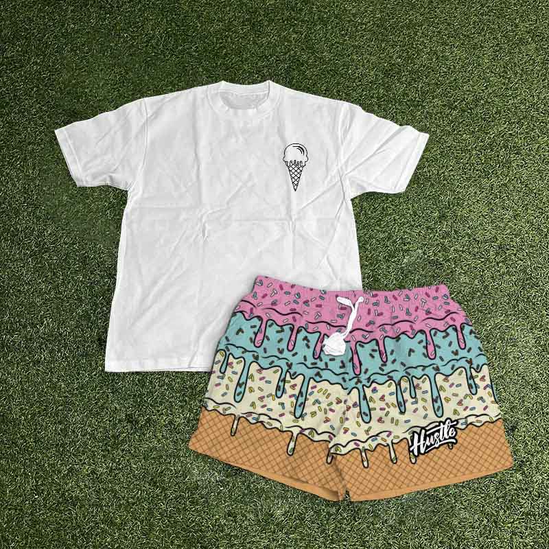 Ice Cream Print T-shirt Set