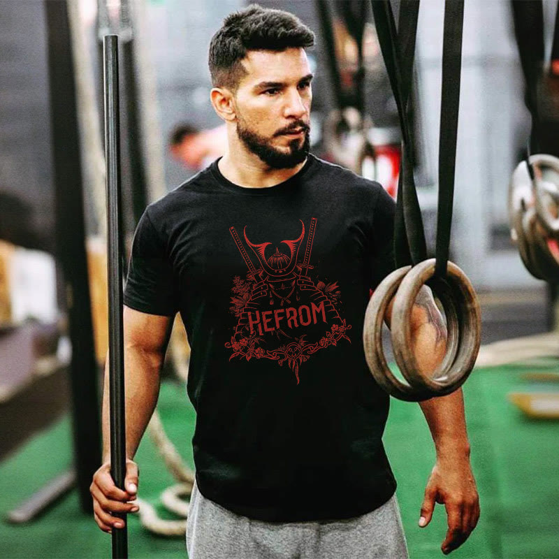 Hefrom Samurai Style Printed T-shirt - Black - 2XL - image 1