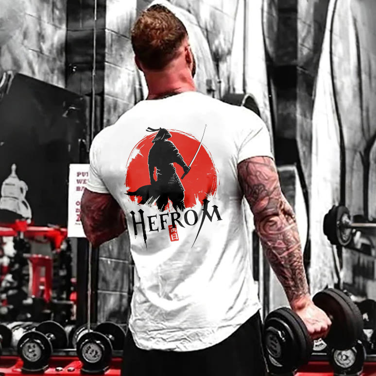 Hefrom Samurai Sunset Printed T-shirt - White - 2XL - image 1