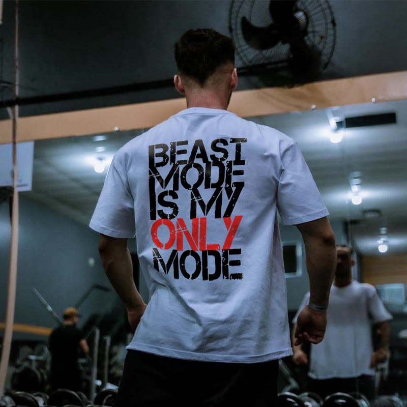 Beast Mode Is My Only Mode Print T-shirt - White - 2XL - image 1