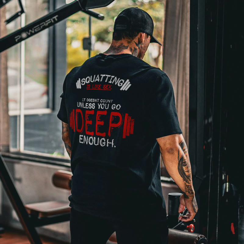 It Doesn't Count Unless You Go Deep Enough Print T-shirt - Black - 2XL - image 1