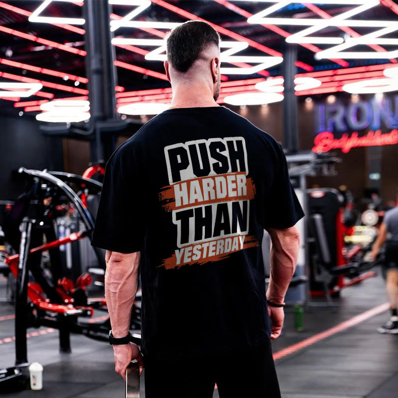Push Harder Than Yesterday Print T-shirt - Black - 2XL - image 1
