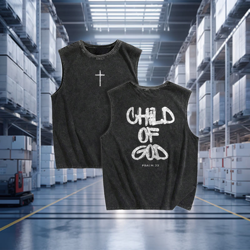 100% Cotton Child Of God Printed Acid Washed Tank Top