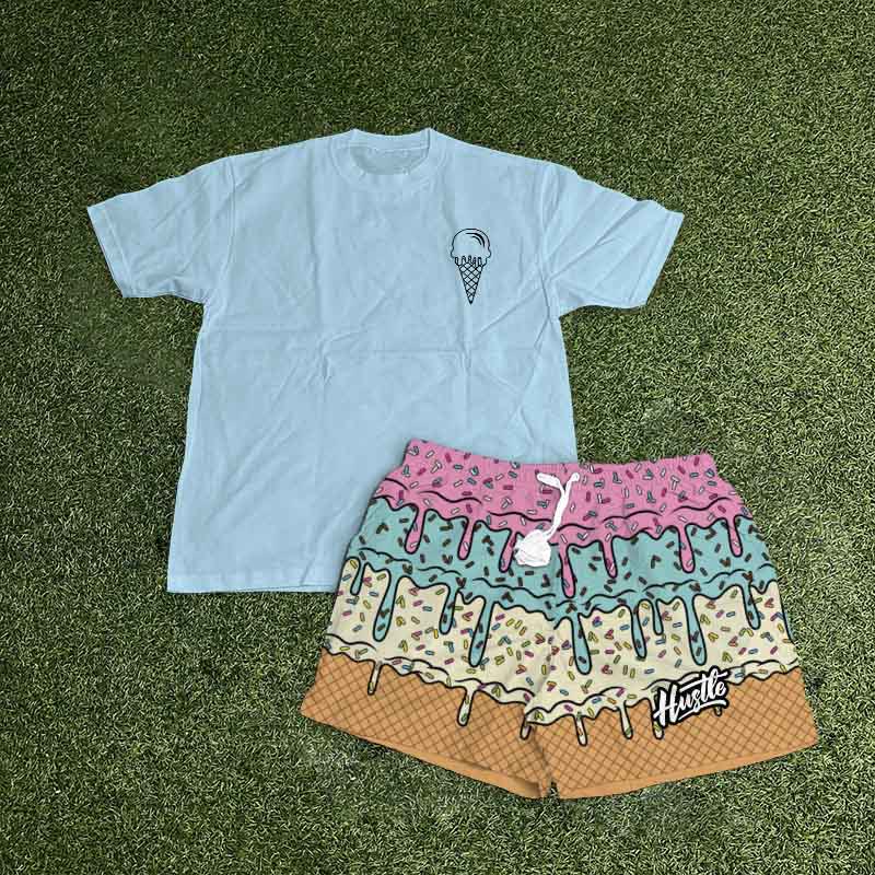 Ice Cream Print T-shirt Set