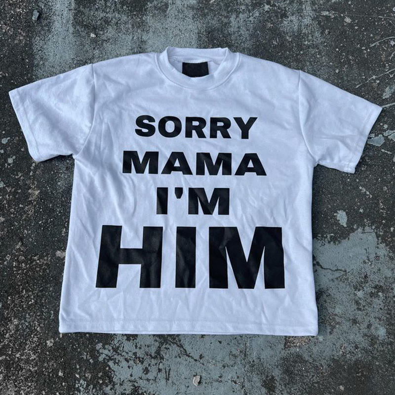 100% Cotton Sorry Mama I'm Him Print T-shirt - White - 2XL - image 2