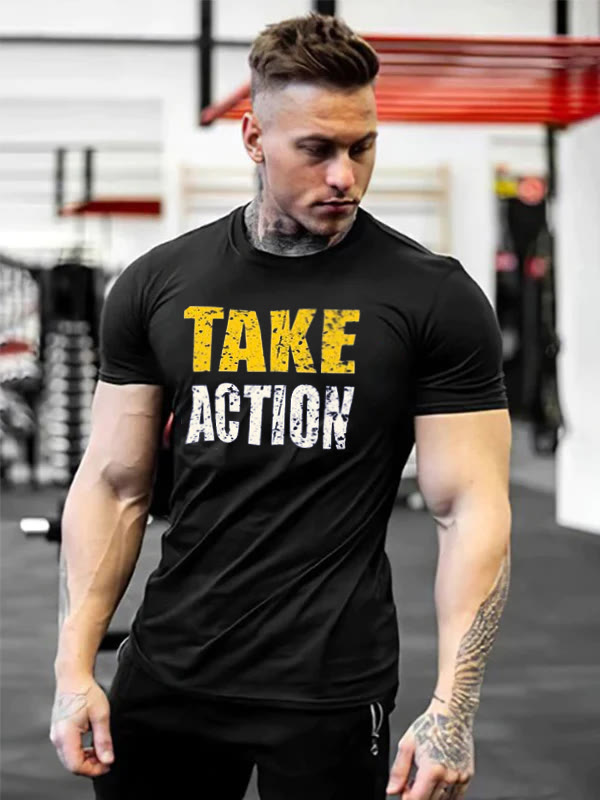 Take Action Printed T-shirt - Black - 2XL - image 1