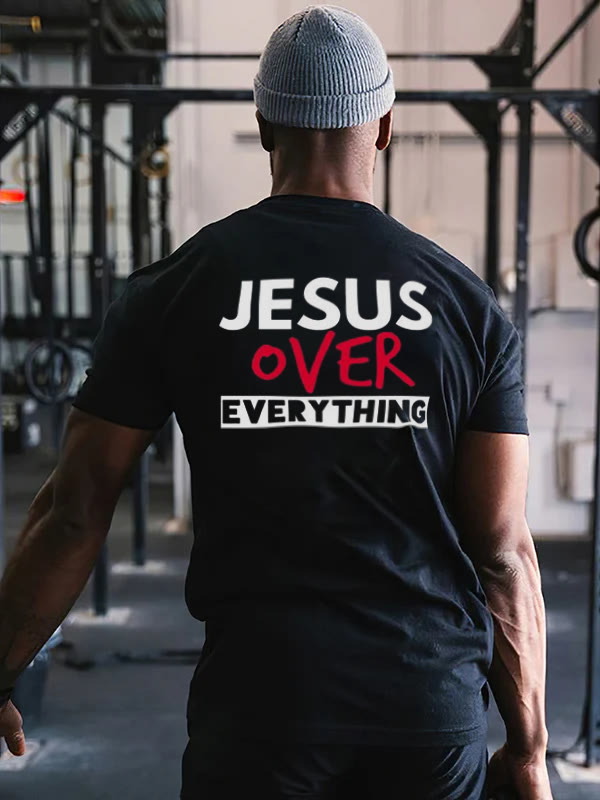Jesus Over Everything Printed T-shirt - Black - 2XL - image 1
