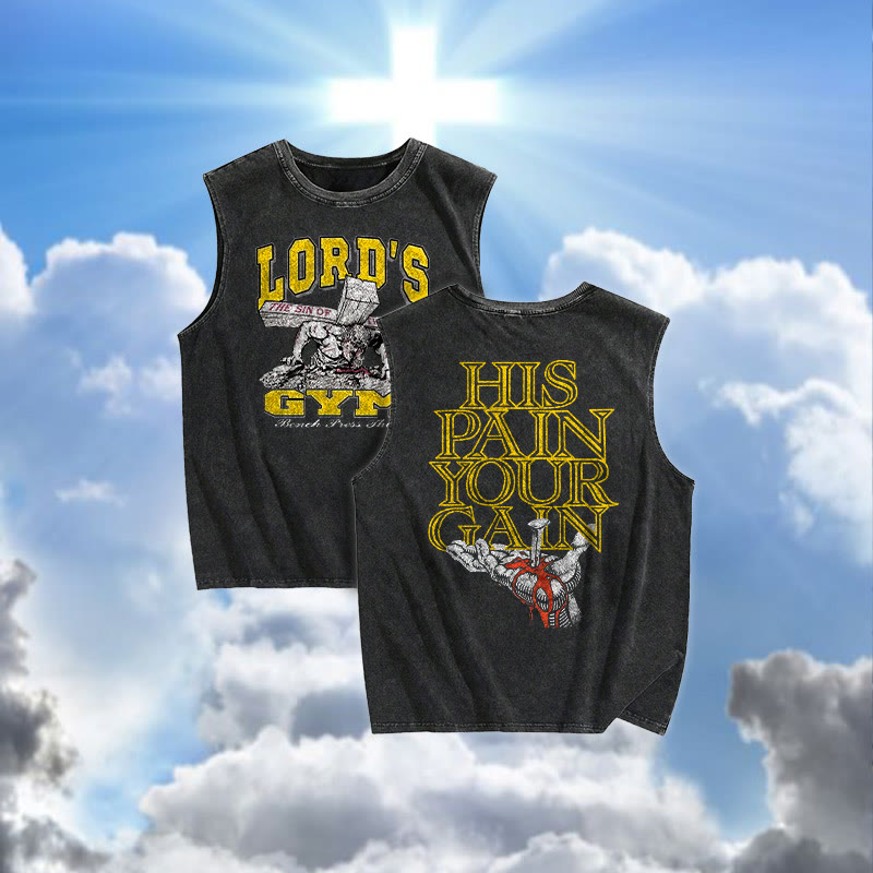 100% Cotton Lord's Gym Printed Acid Washed Tank Top