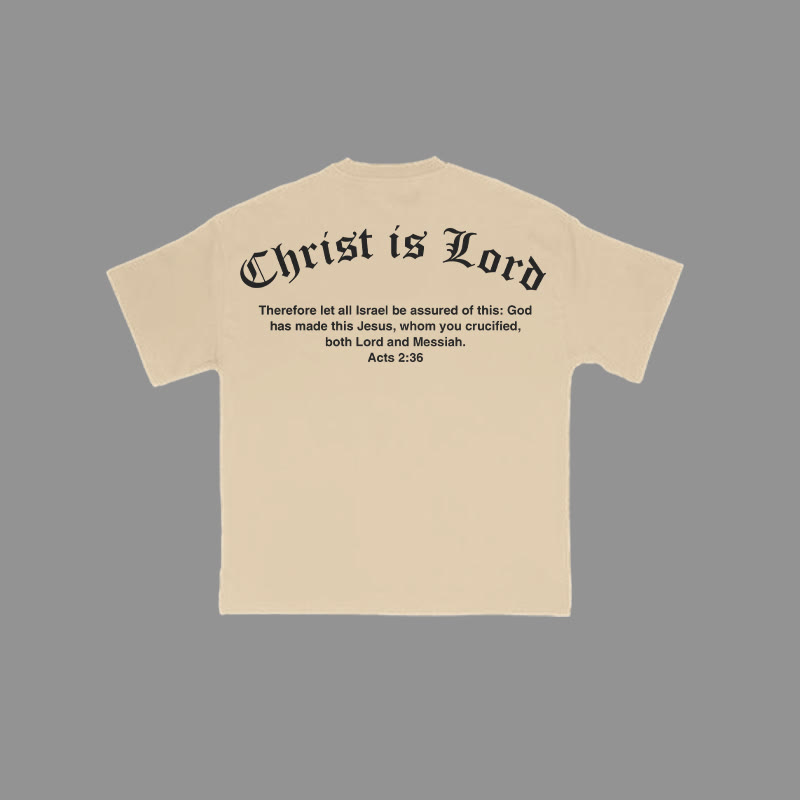 100% Cotton Christ Is Lord Acts 2:36 Print T-shirt - Apricot - 2XL - image 4