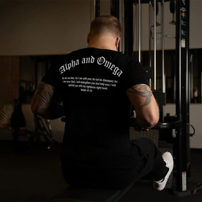 100% Cotton Alpha And Omega Isaiah 41:10 Print T-shirt - image 1