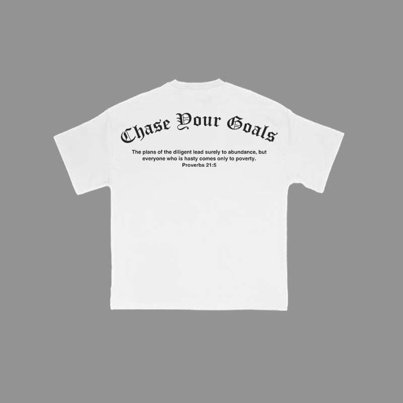 100% Cotton Chase Your Goals Proverbs 21:5 Print T-shirt - White - 2XL - image 2