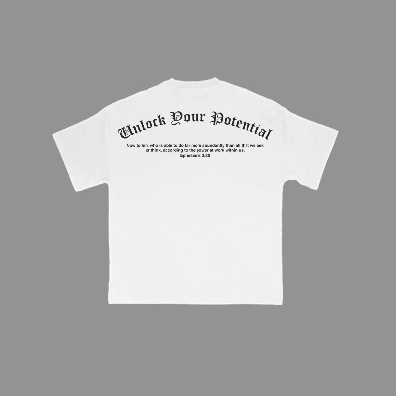 100% Cotton Unlock Your Potential Ephesians 3:20 Print T-shirt - White - 2XL - image 2