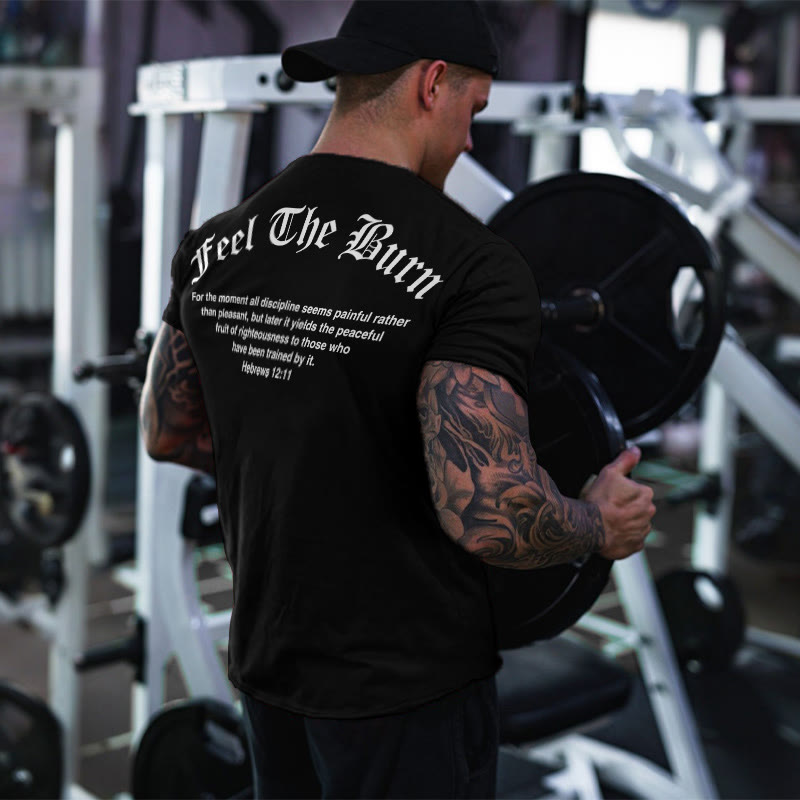 100% Cotton Feel The Burn Hebrews 12:11 Print T-shirt - image 1