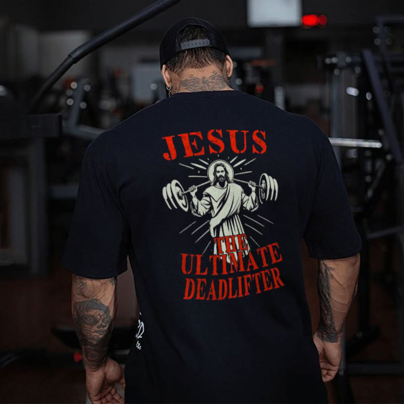 100% Cotton Jesus Ultimate Deadlifter Print Causal T-shirt - image 1