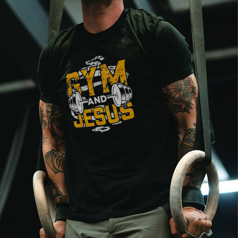 100% Cotton Gym And Jesus Print T-shirt - image 1