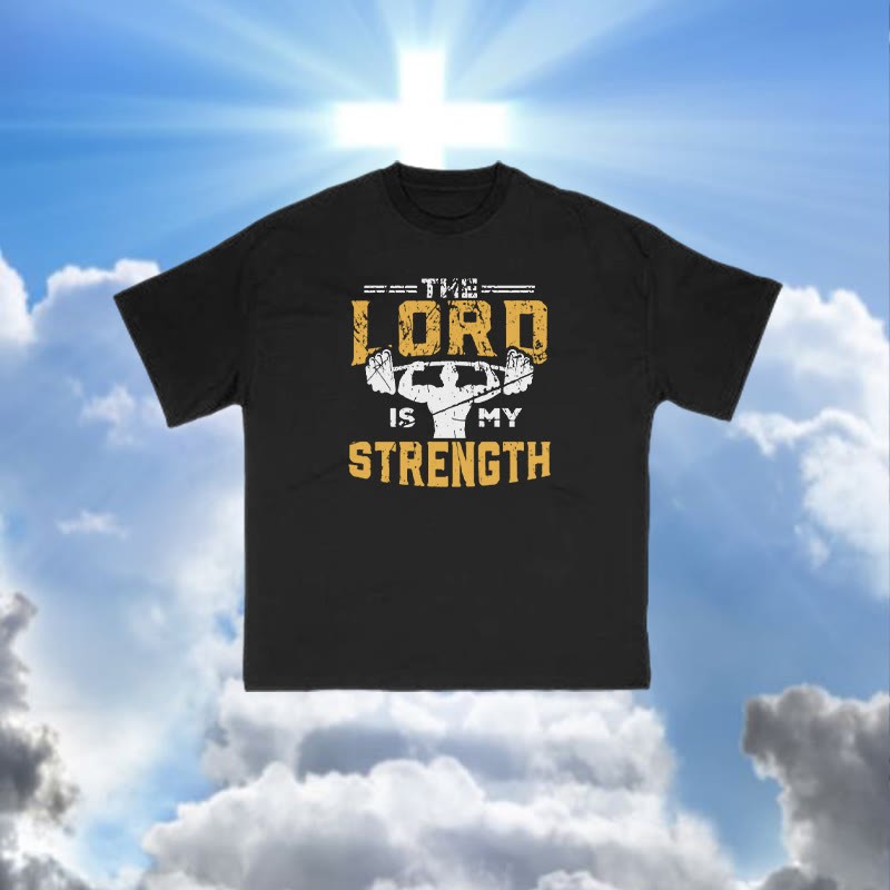 100% Cotton The Lord Is My Strength Print T-shirt - Black - 2XL - image 3