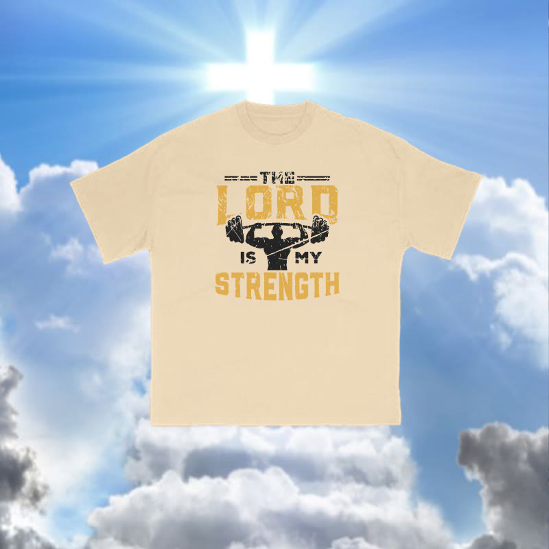 100% Cotton The Lord Is My Strength Print T-shirt - Apricot - 2XL - image 2