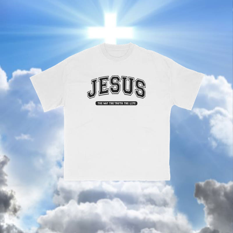 100% Cotton Jesus Is The Way The Truth The Life Print T-shirt - White - 2XL - image 2