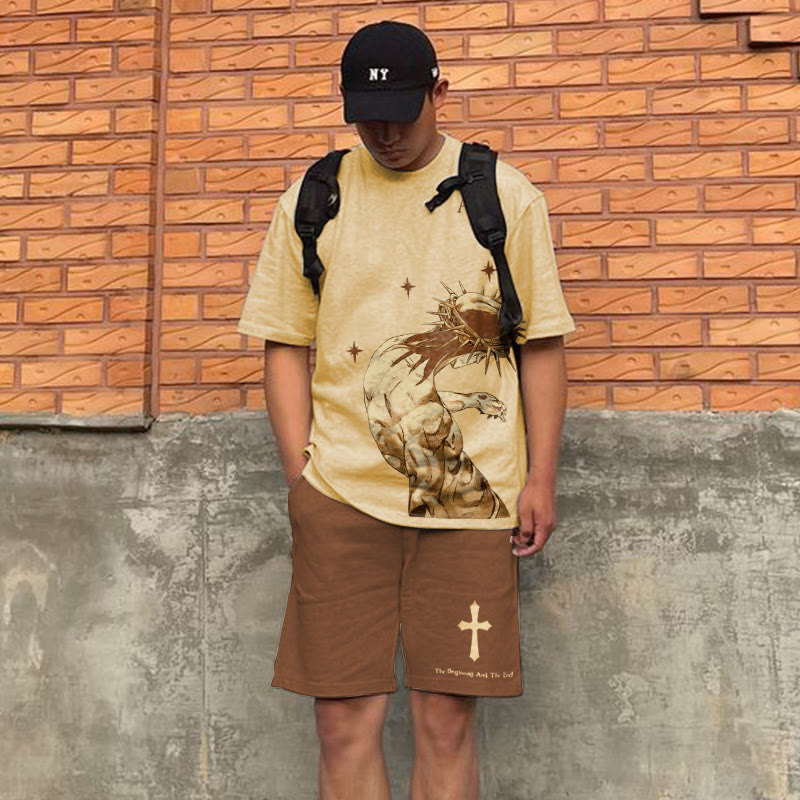 The Beginning And The End Print T-shirt Set