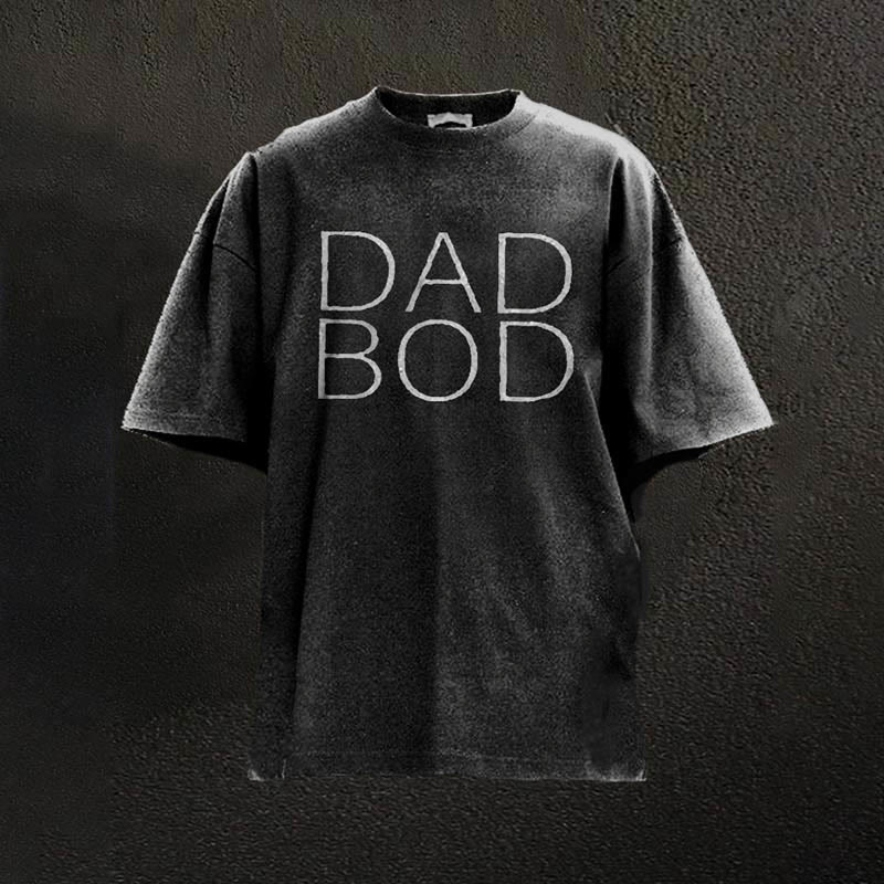 100% Cotton Dad Bod Printed Washed Gym T-shirt - Black - 2XL - image 2
