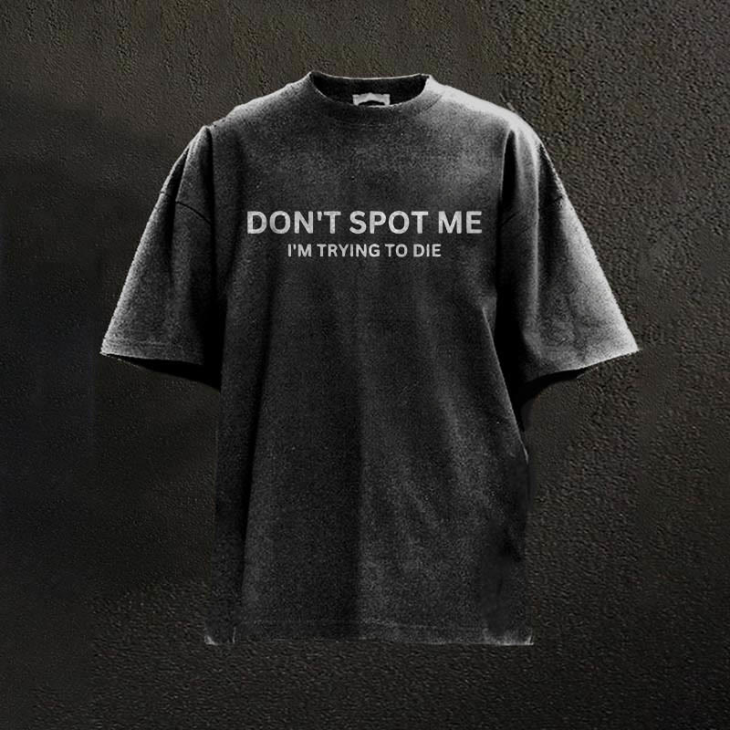 100% Cotton Don't Spot Me Printed Washed Gym T-shirt - Black - 2XL - image 1