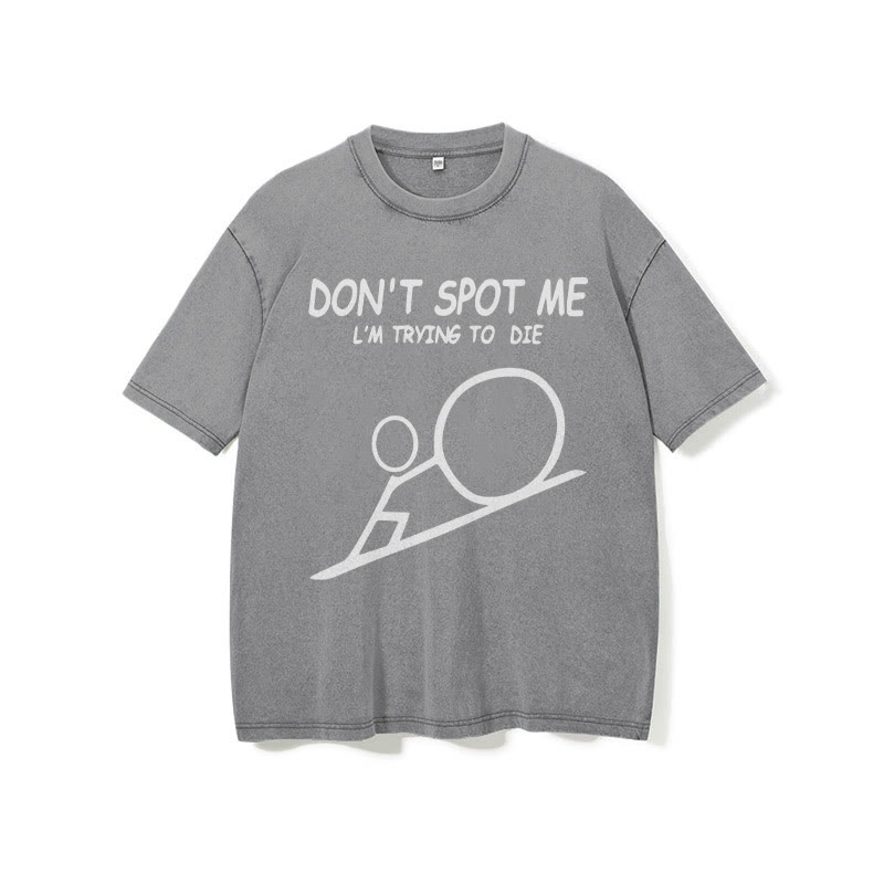 100% Cotton Don't Spot Me Stick Figure Printed Washed Gym T-shirt - image 6