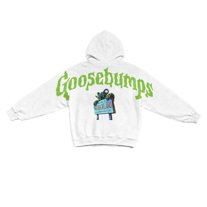 Retro Goosebumps Horrorland Back Print Long Sleeve Hoodie - White - US16-18(2XL) - image 3