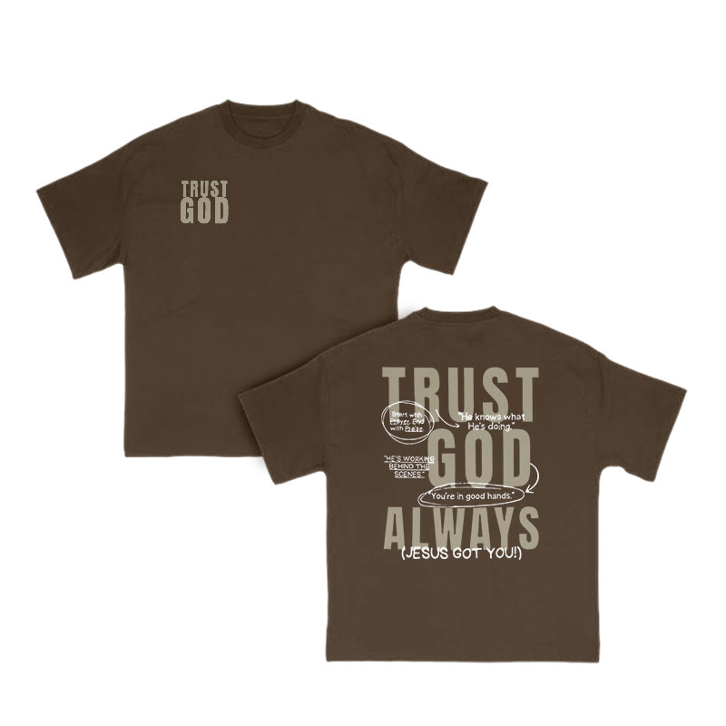 Trust God Always Print T-shirt - Coffee - US16-18(2XL) - image 7