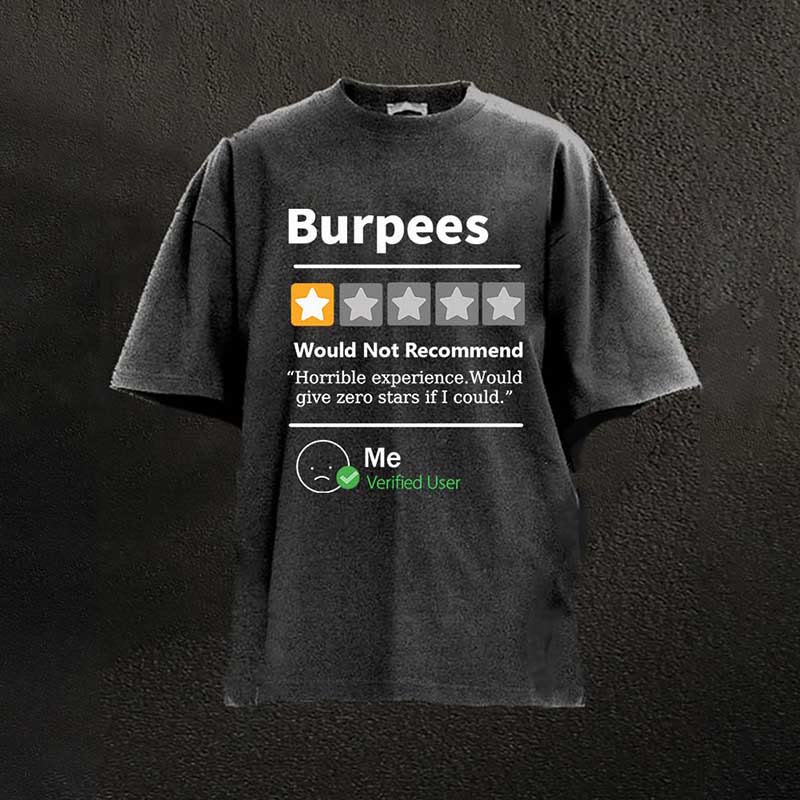 100% Cotton Burpees Reviewed Printed Washed Gym T-shirt - Black - 2XL - image 2