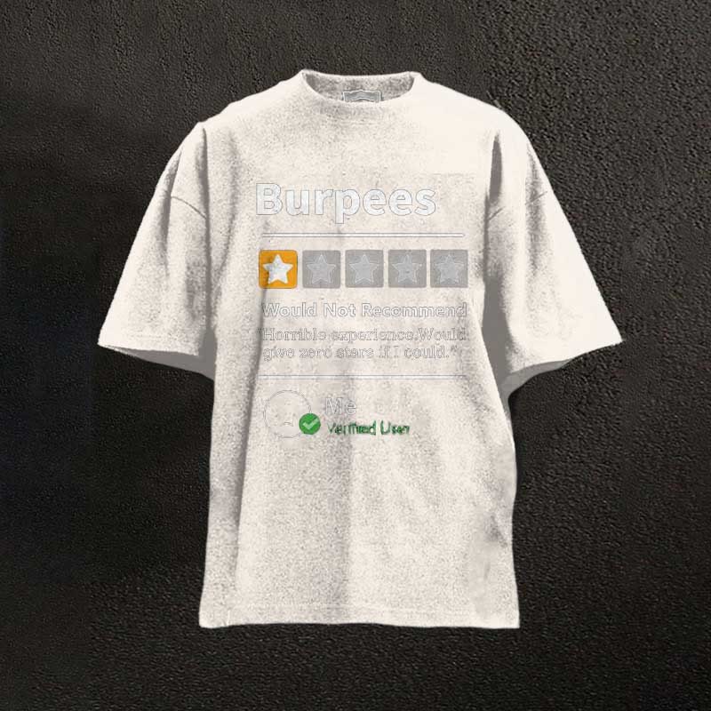 100% Cotton Burpees Reviewed Printed Washed Gym T-shirt - Apricot - 2XL - image 1