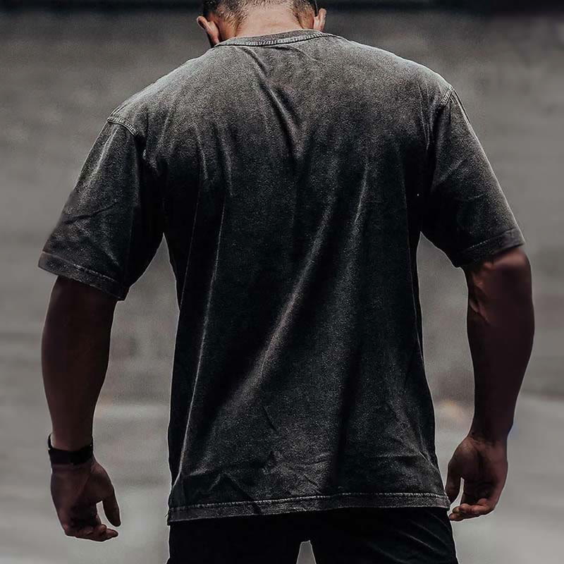 100% Cotton Goal Weight Strong AF Printed Washed Gym T-shirt - image 6