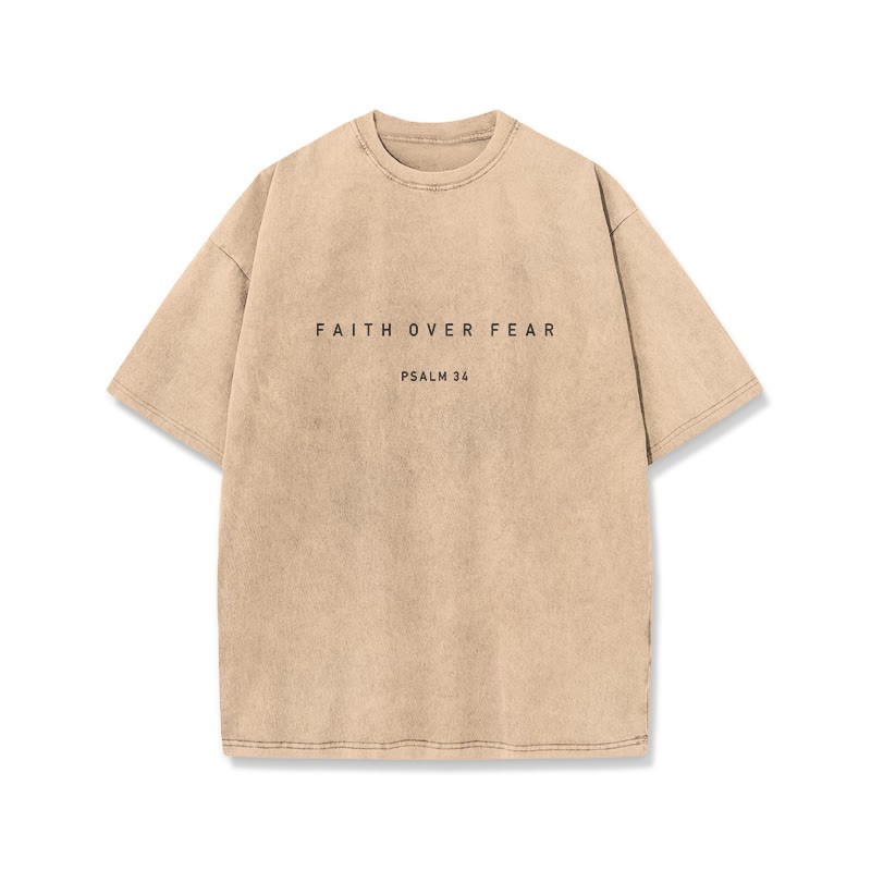 Faith Over Fear Psalm 34 Print Washed T-shirt