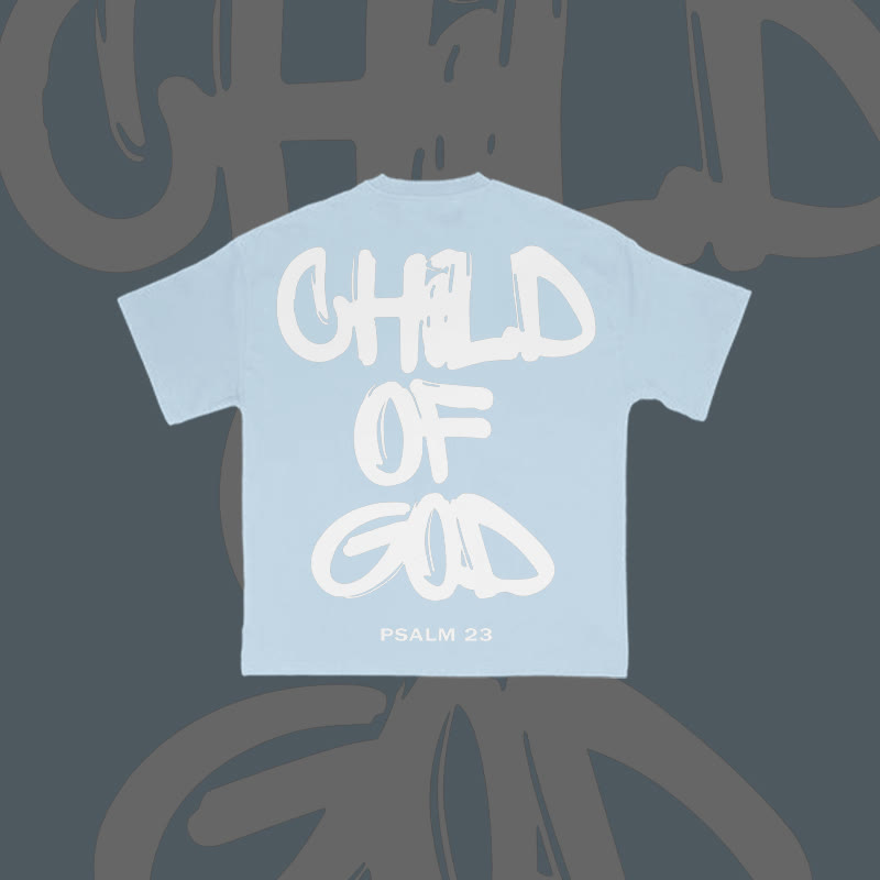 100% Cotton Child Of God Print T-shirt - Sky Blue - 2XL - image 10