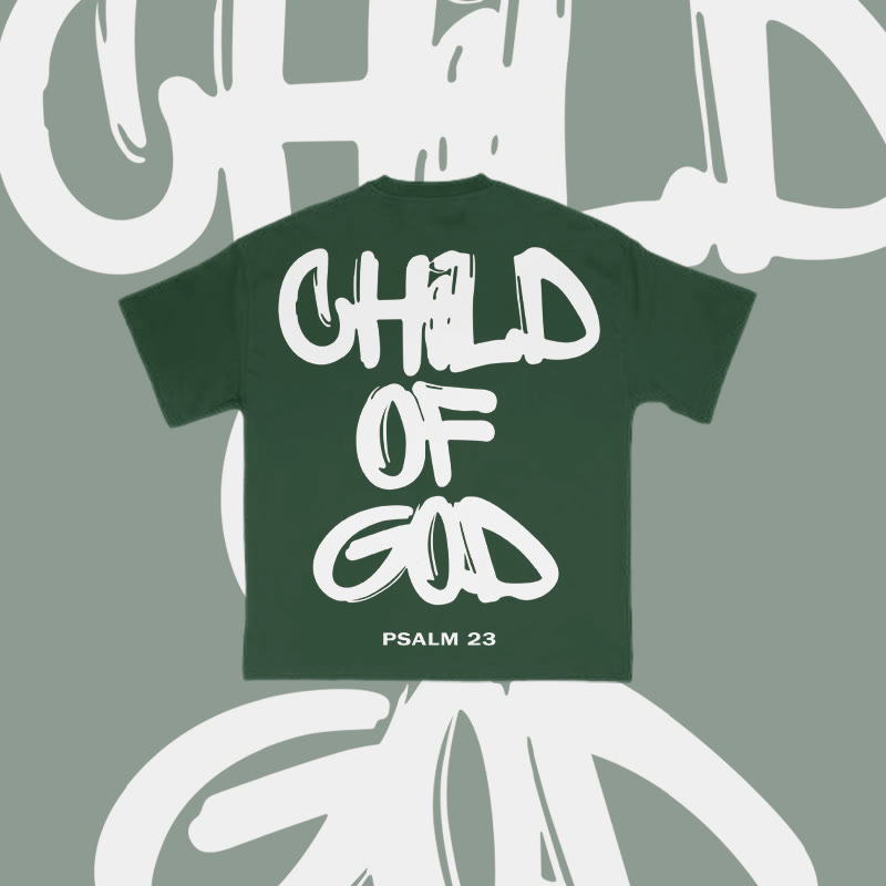 100% Cotton Child Of God Print T-shirt - Dark Green - 2XL - image 13