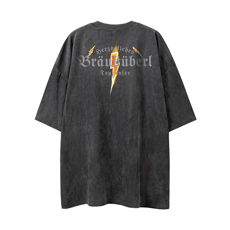 Men's Street Letter Graphic Print Acid Washed T-shirt