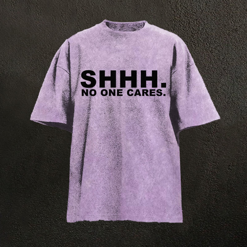 100% Cotton No One Cares Printed Washed T-shirt - Purple - 2XL - image 2