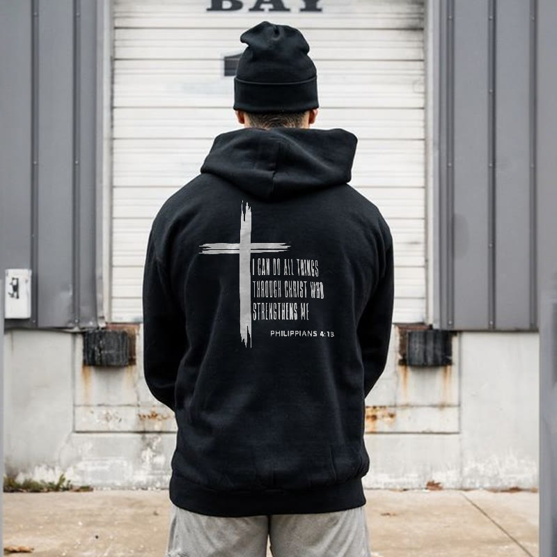 Unisex 100% Cotton Philippians 4:13 - I can do all things through Christ who strengthens me Print Hoodie