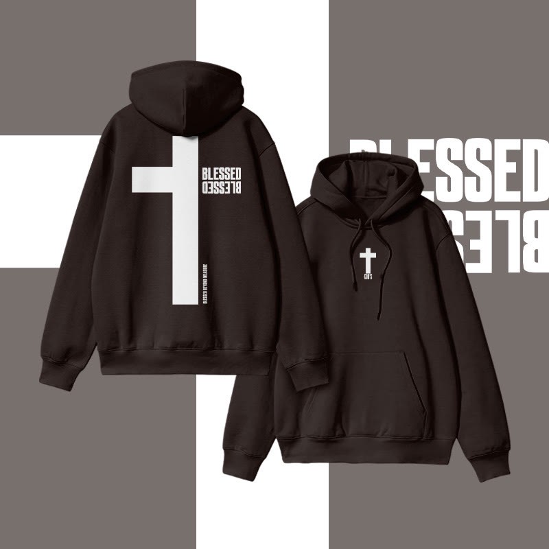 Reflective Blessed Cross Print Hoodie
